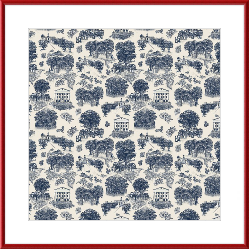 Oxford Toile Framed Print - Red