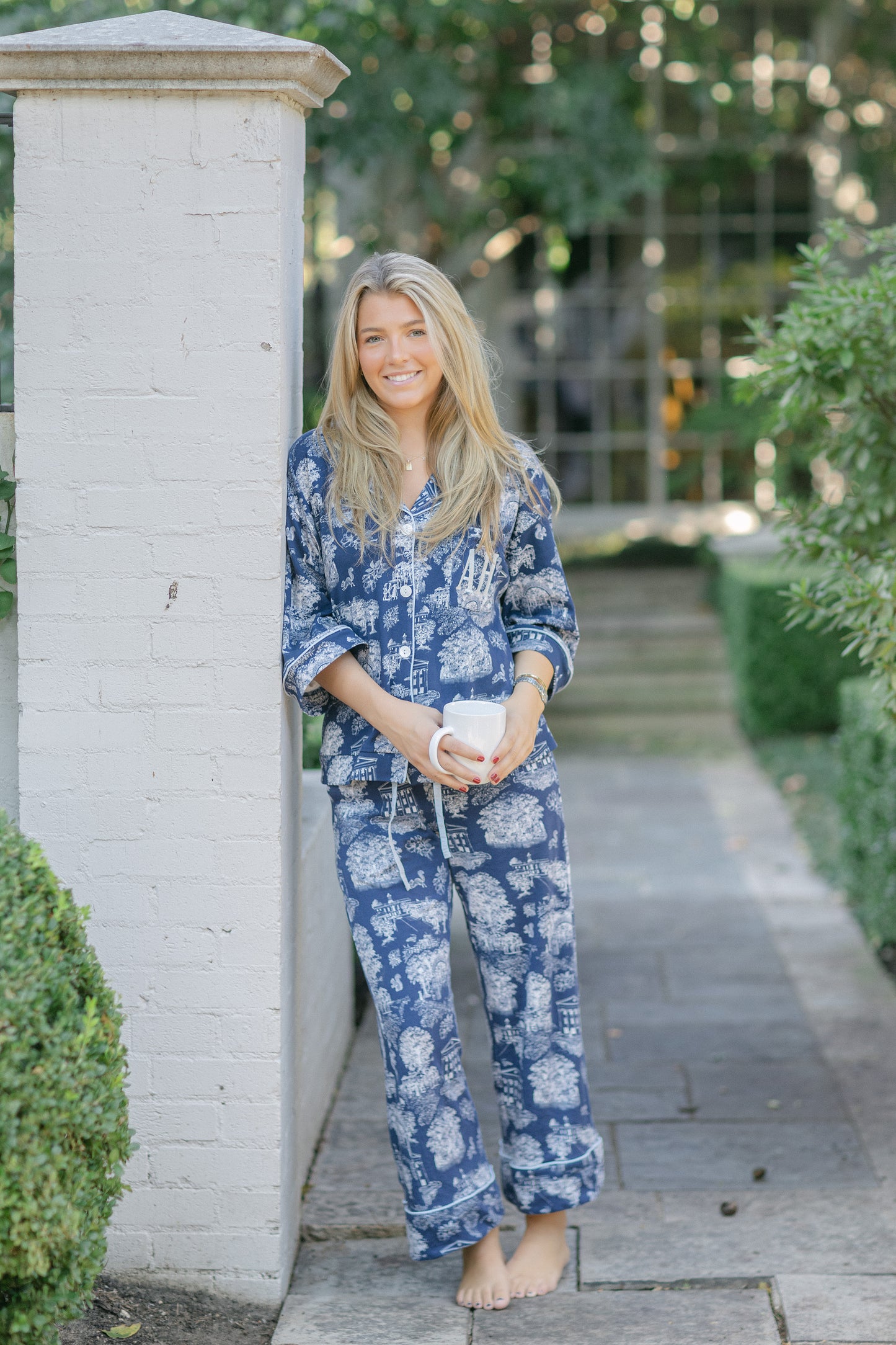 The Sunday Morning Pajama Pants Set - Oxford Toile