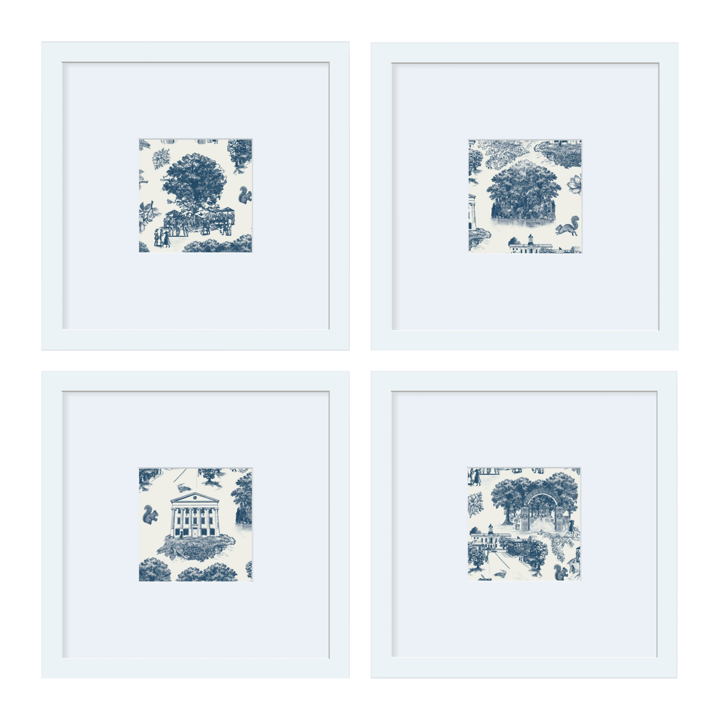 Oxford Toile Motif Print - Frame Set of 4