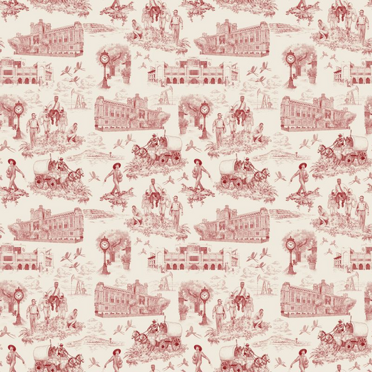 Norman Toile Print - Crimson