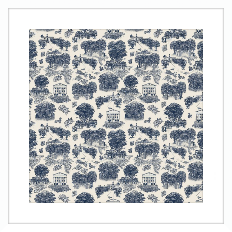 Oxford Toile Framed Print - White
