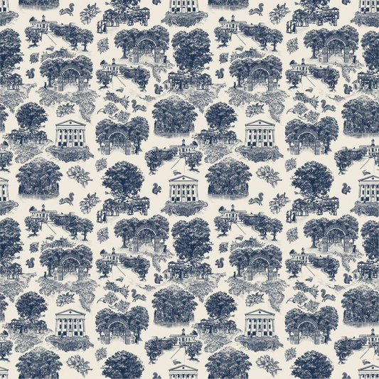 Oxford Toile Framed Print - Navy