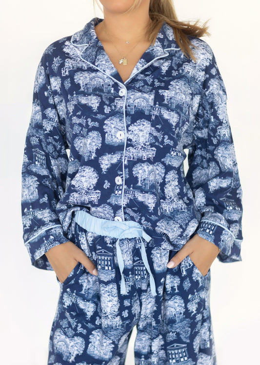 The Sunday Morning Pajama Pants Set - Oxford Toile