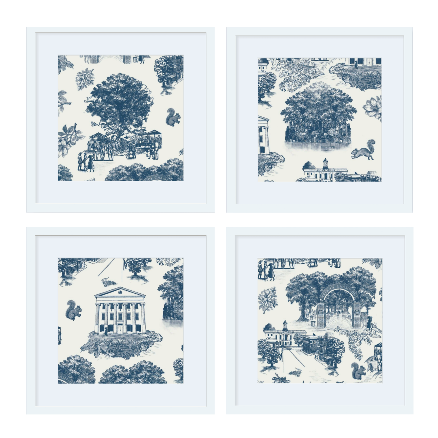 Oxford Toile Motif Print - Frame Set of 4