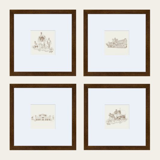 Norman Toile Motif Print - Frame Set of 4