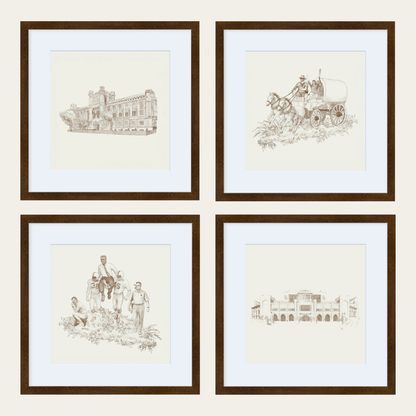 Norman Toile Motif Print - Frame Set of 4