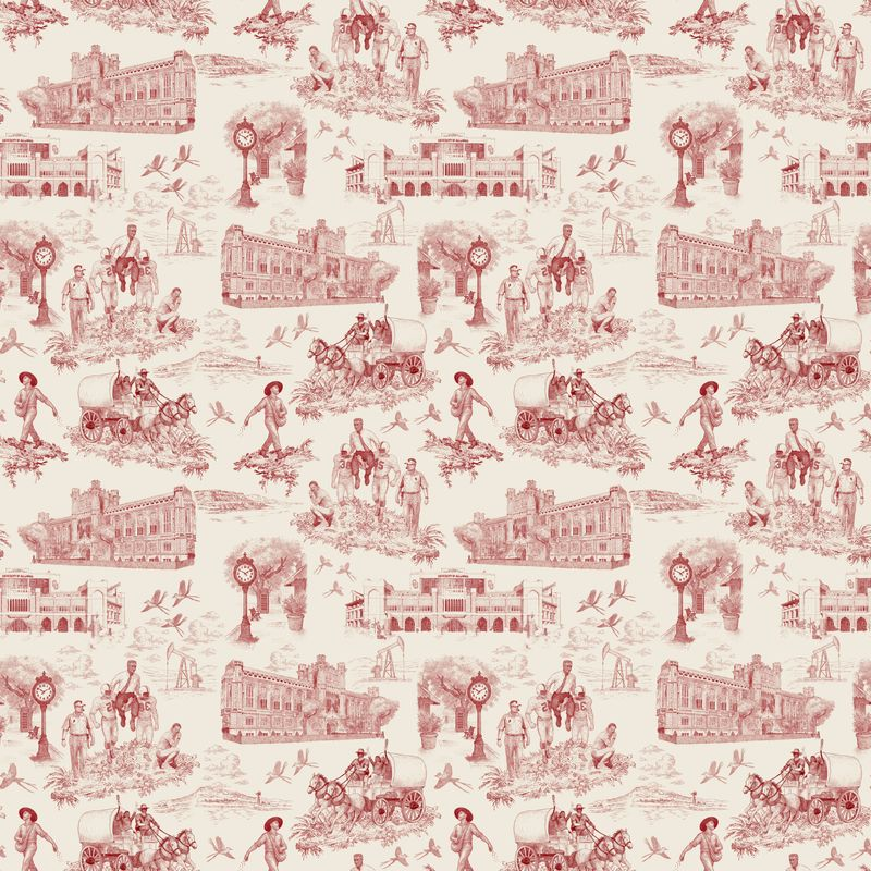 Norman Toile Print - Crimson