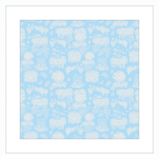 Oxford Toile Framed Print - Powder Blue