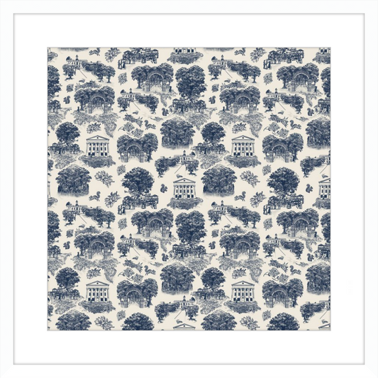 Oxford Toile Framed Print - White