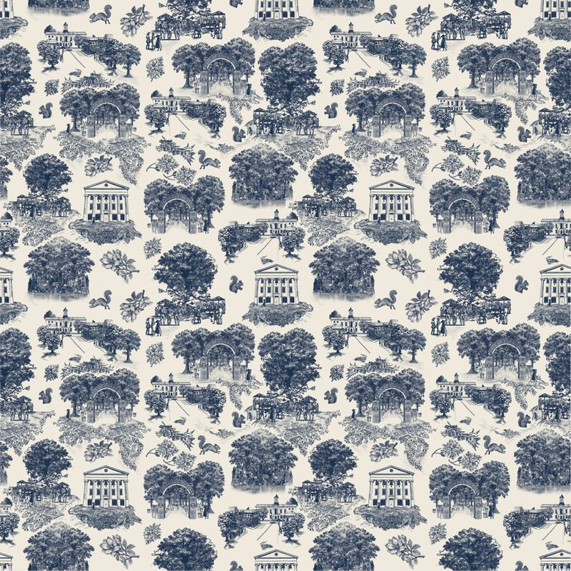 Oxford Toile Framed Print - Navy