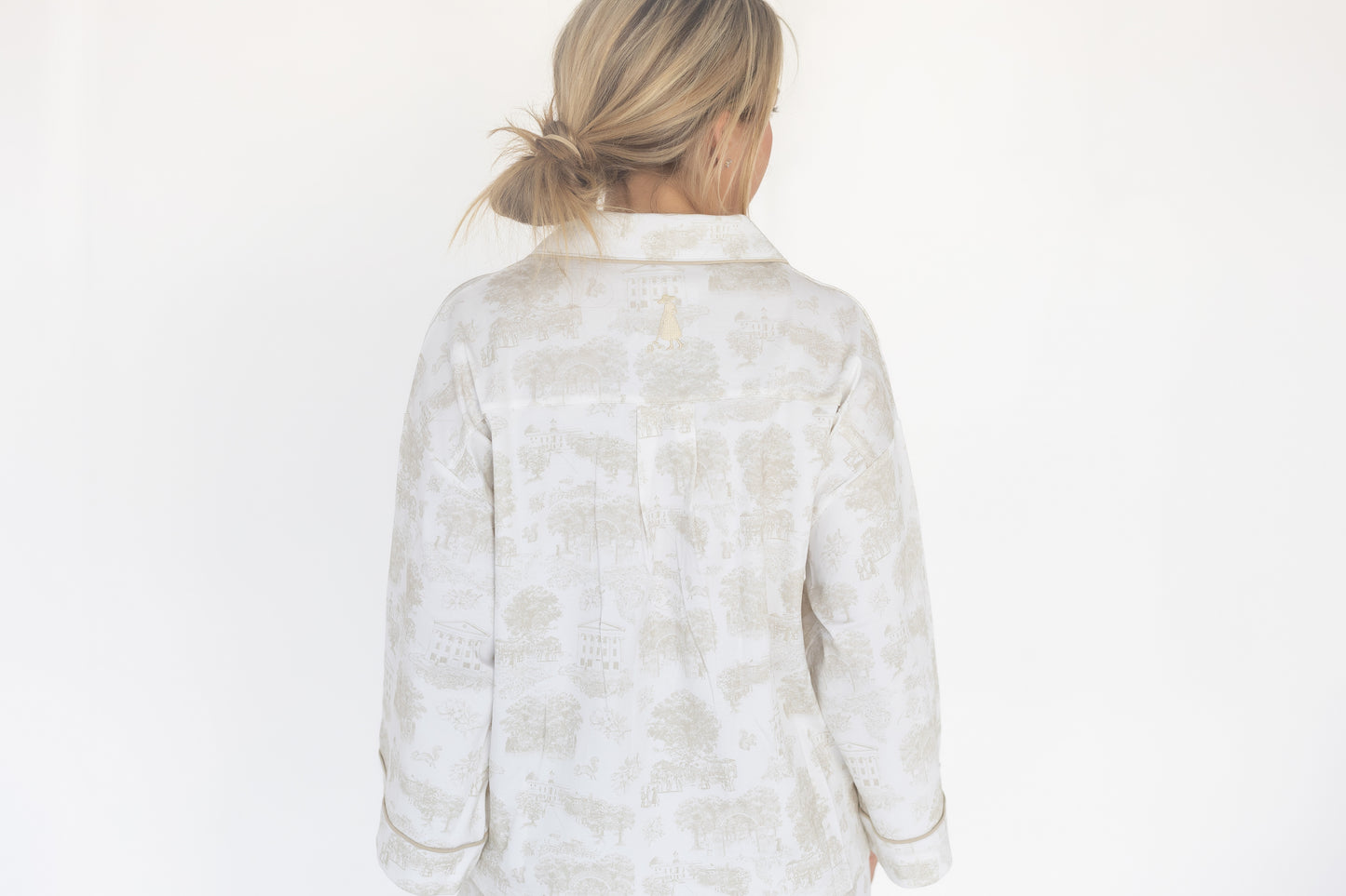 The Sunday Morning Pajama Pants Set - Cream Oxford Toile