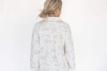 The Sunday Morning Pajama Pants Set - Cream Oxford Toile