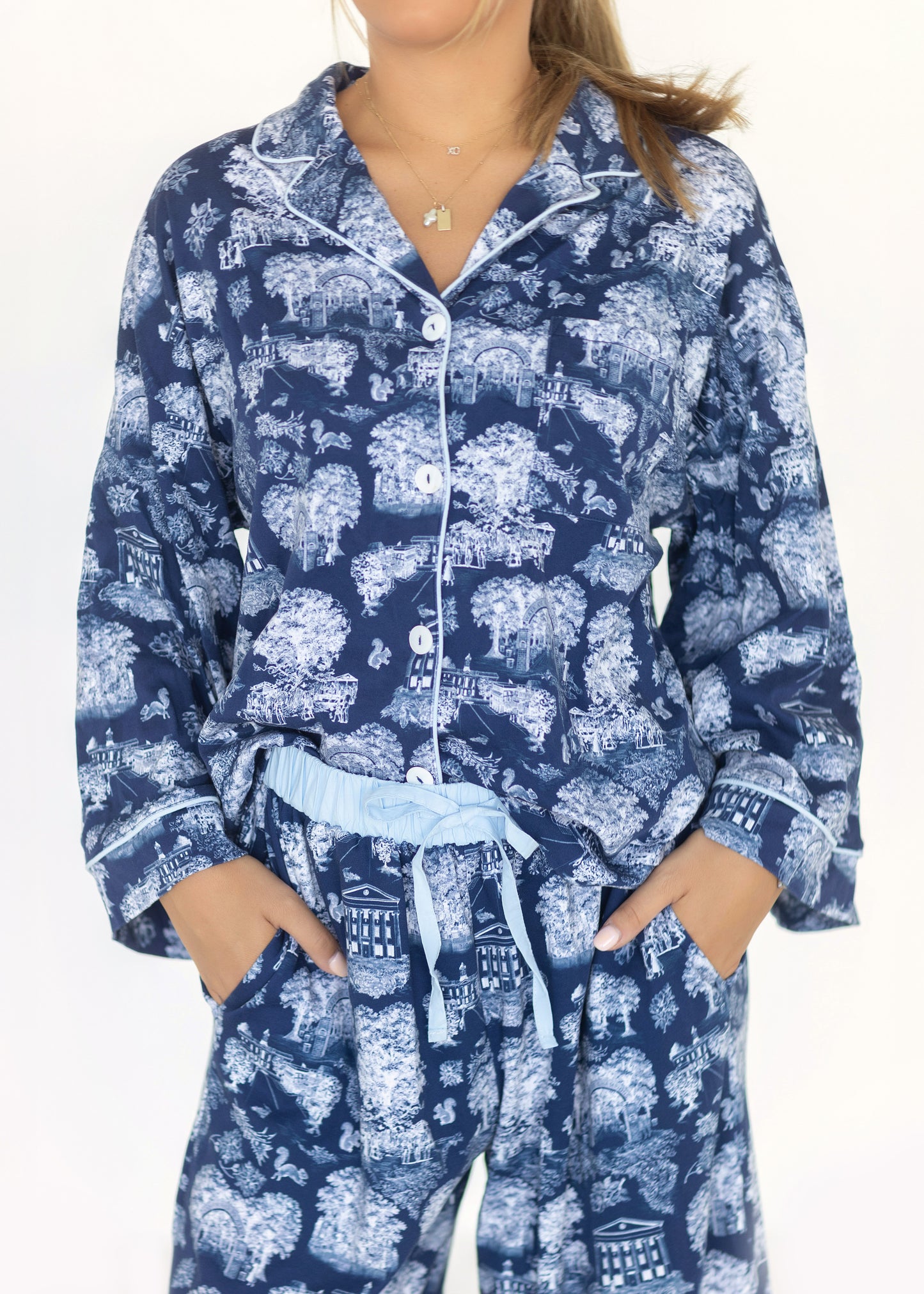 The Sunday Morning Pajama Pants Set - Oxford Toile