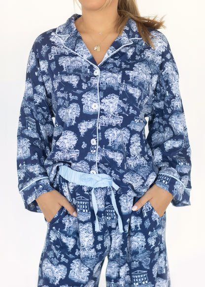 The Sunday Morning Pajama Pants Set - Oxford Toile