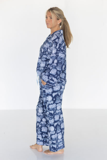 The Sunday Morning Pajama Pants Set - Oxford Toile