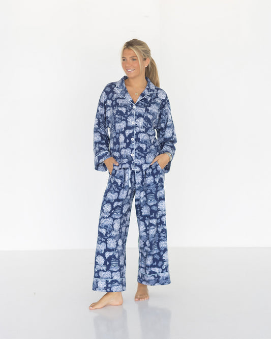 The Sunday Morning Pajama Pants Set - Oxford Toile